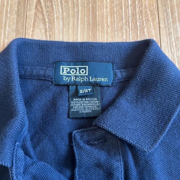 POLO by RALPH LAUREN ..Boys Navy 'State University' Print Polo Shirt Sz 2 - Picture 2 of 5